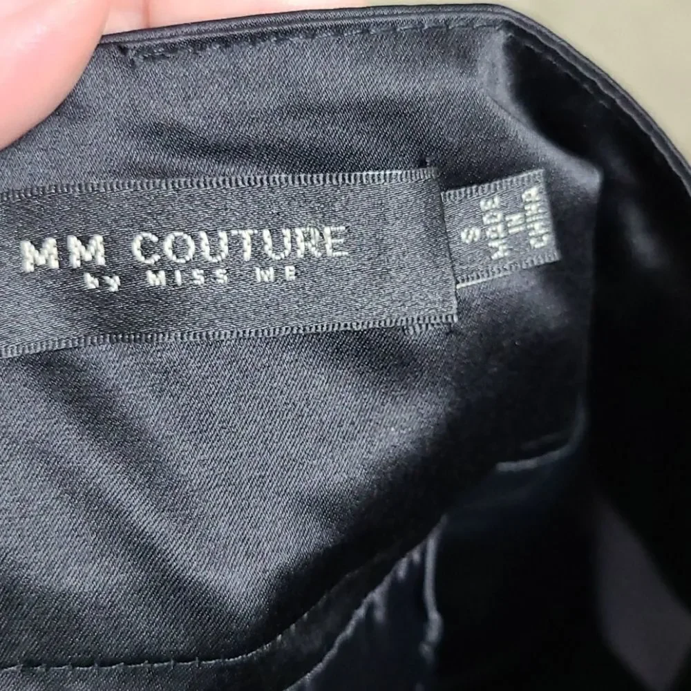Miss Me Couture Black Satin Mini Skirt Small Ruffle Ruched Pencil Party Glam